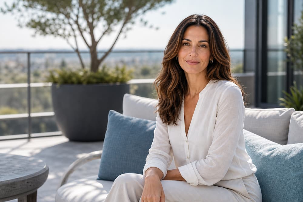 Confident woman in an elegant wellness setting