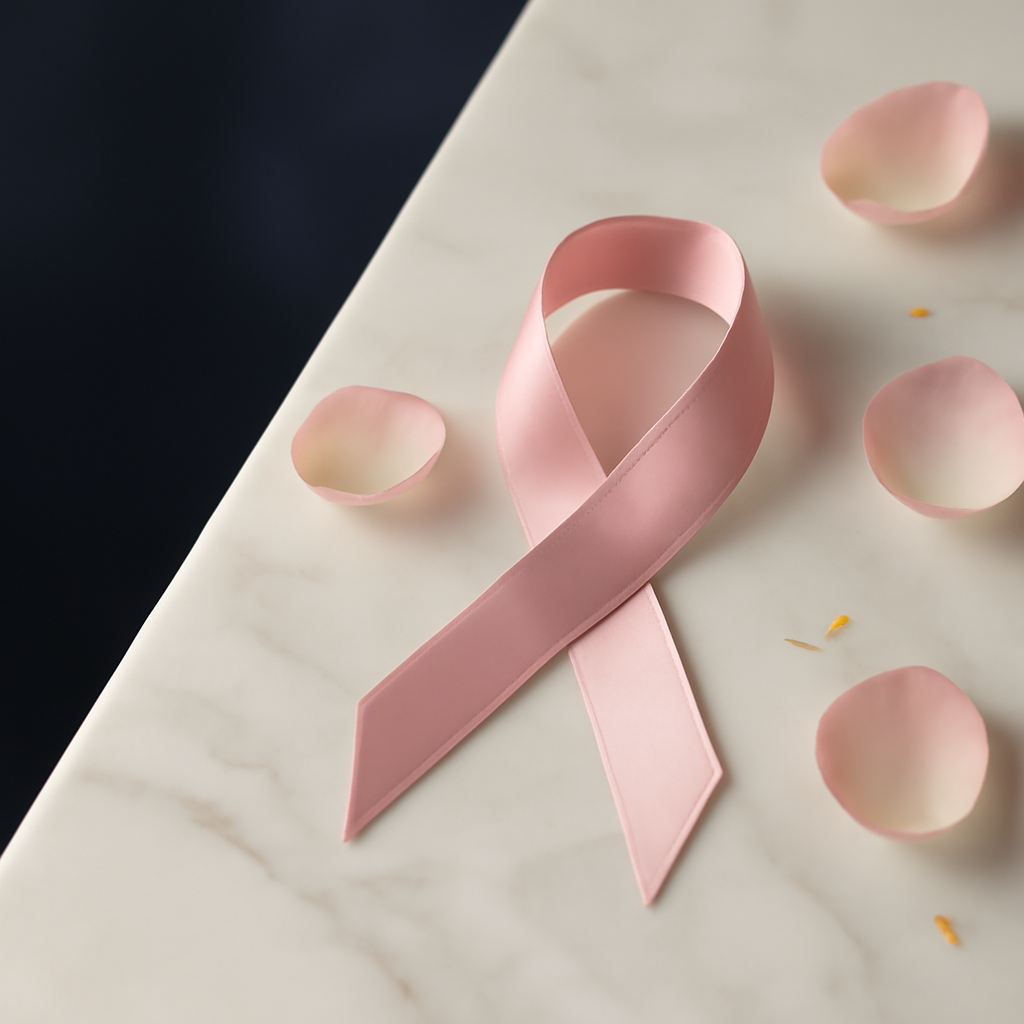 Pink breast cancer awareness ribbon